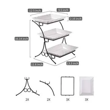 YHOSSEUN Large Tiered Tray Stand, 3 Tier Serving Tray Porcelain Baking Set with Serving Stand 3 Tier...
