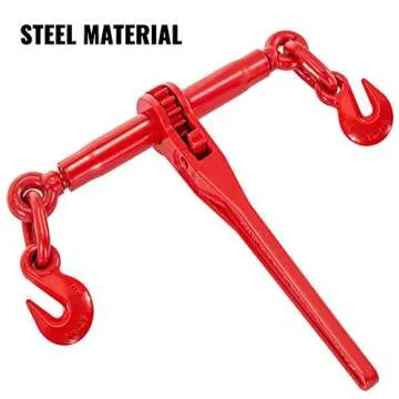 VEVOR 9215LBS 3/8" – 1/2" Ratchet Binders 9,215 LBS Secure Working Load, G70 Hooks and Adjustable Length, for Grade 70-80 Chains, Tie Down, Hauling, Towing, 2-Pack, Red