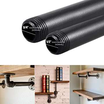 10 PACK Rustic Black Pipe Nipple for DIY Home Decor