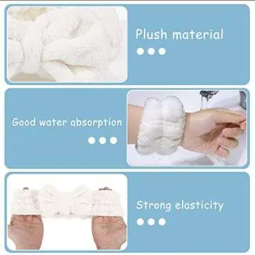 BESARME 3 Pieces Soft Headband Set for Skincare & Makeup