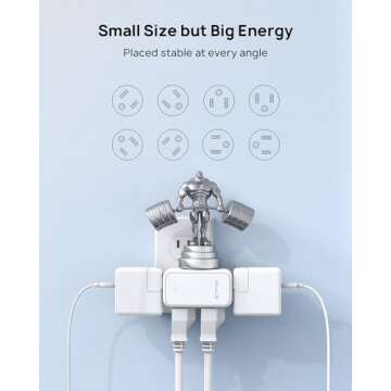 TROND Outlet Extender with 360 Rotating Plug, 6 AC Outlet Splitter, Turn One into Multiple Sideways Plug Adapter, Small Power Extension for Home Office Travel Cruise Ship Essentials