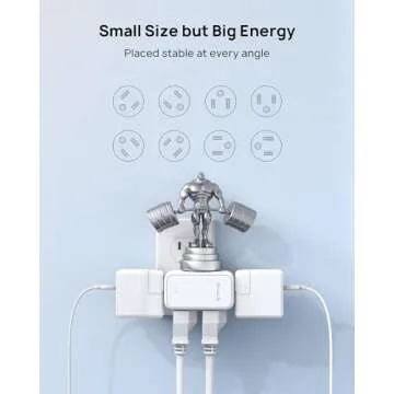 TROND Outlet Extender with 360 Rotating Plug, 6 AC Outlet Splitter, Turn One into Multiple Sideways Plug Adapter, Small Power Extension for Home Office Travel Cruise Ship Essentials