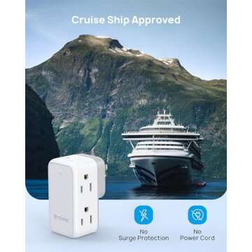 TROND Outlet Extender with 360 Rotating Plug, 6 AC Outlet Splitter, Turn One into Multiple Sideways Plug Adapter, Small Power Extension for Home Office Travel Cruise Ship Essentials