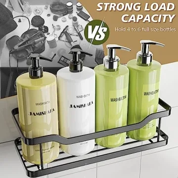 OMAIRA Shower Caddy - Matte Black Shower Organizer 2-Pack