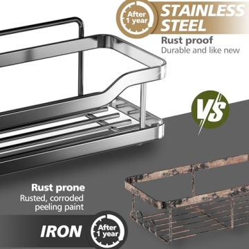 OMAIRA Shower Caddy - Matte Black Shower Organizer 2-Pack