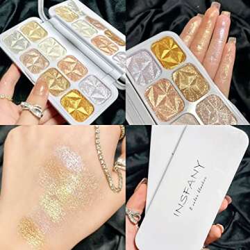 sunny light Face Highlighter Makeup Palette, Body Shimmer Glitter Highlighters Natural Nude Shiny Contour Concealer Palette Waterproof Long Lasting Brilliant Lighten Skin Color Illuminator (8 color)