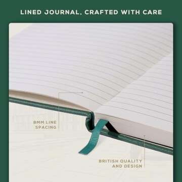 BEECHMORE BOOKS Lined Journal Notebook, 5.8 x 8.3 inch, A5 160 Lined Pages, Hardcover Leather Journals for Women, Men, Writing and Notebooks for Work - 120 GSM Thick Paper, Gifts Box Included
