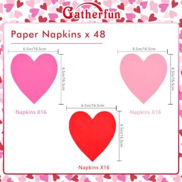 48Pcs Heart Shaped Paper Napkins Set for Valentine's Day - Romantic Table Decor | Essential Valentin...
