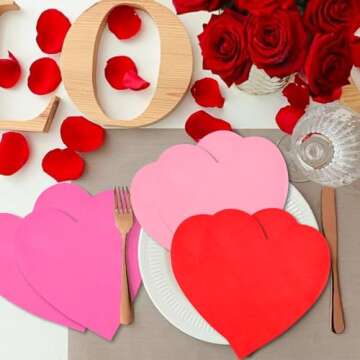 48Pcs Heart Shaped Paper Napkins Set for Valentine's Day - Romantic Table Decor | Essential Valentine's Day Party Supplies & Decorations | Love-Themed Lunch Napkins for Festive Celebration