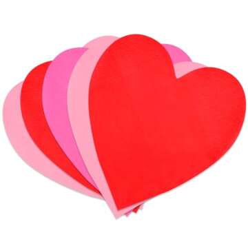 48Pcs Heart Shaped Paper Napkins Set for Valentine's Day - Romantic Table Decor | Essential Valentine's Day Party Supplies & Decorations | Love-Themed Lunch Napkins for Festive Celebration