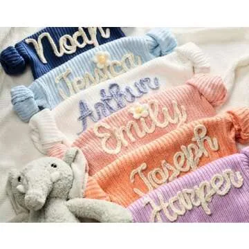Personalized Baby Knit Sweater, Custom Baby Sweater with Embroidery Name, Custom Name Baby Sweater, Toddler Baby Boy Girls Sweater, Newborn Gift, Gifts for Daughters