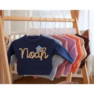 Personalized Baby Knit Sweater, Custom Baby Sweater with Embroidery Name, Custom Name Baby Sweater, Toddler Baby Boy Girls Sweater, Newborn Gift, Gifts for Daughters