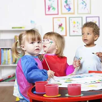 CUBACO 2 Pack Kids Art Smocks Children Waterproof Artist Painting Aprons with Long Sleeve and 3 Pockets for Age 3-8 Years