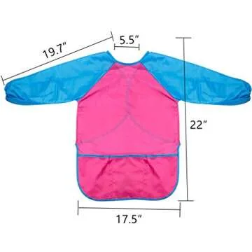 CUBACO 2 Pack Kids Art Smocks Children Waterproof Artist Painting Aprons with Long Sleeve and 3 Pockets for Age 3-8 Years