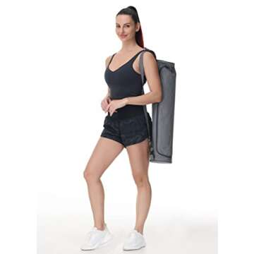 THE GYM PEOPLE Womens High Waisted Running Shorts Quick Dry Athletic Workout Shorts with Mesh Liner Zipper Pockets (Black Grey Camo, Medium)