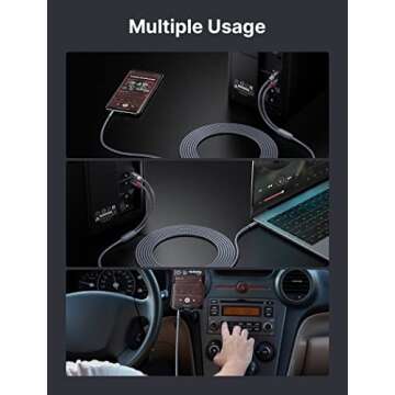 JSAUX RCA to 3.5mm Cable, 【6.6ft/2M】 Aux to RCA Headphone Male to Male Jack Adapter Nylon Braided 1/8 to RCA Audio Y Cord for Smartphones, MP3, Tablets, Speakers, HDTV -Grey