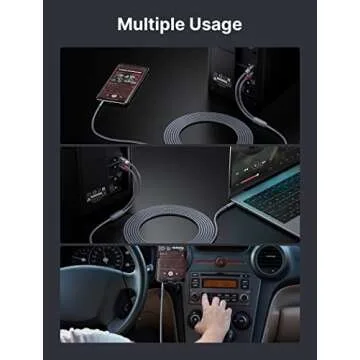 JSAUX RCA to 3.5mm Cable, 【6.6ft/2M】 Aux to RCA Headphone Male to Male Jack Adapter Nylon Braided 1/8 to RCA Audio Y Cord for Smartphones, MP3, Tablets, Speakers, HDTV -Grey