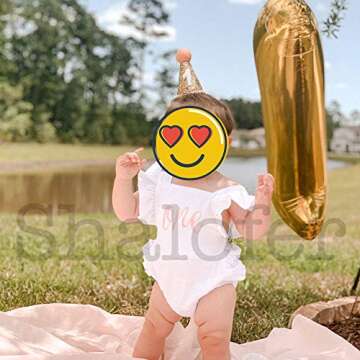 Shalofer Baby Girls First Birthday Outfit One Year Old Birthday Romper Cute Backless Ruffles Jumpsui...