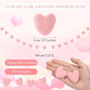 Breling Valentine's Felt Heart Garland for Romantic Decor