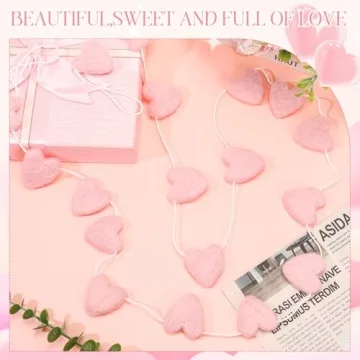 Breling Valentine's Felt Heart Garland for Romantic Decor