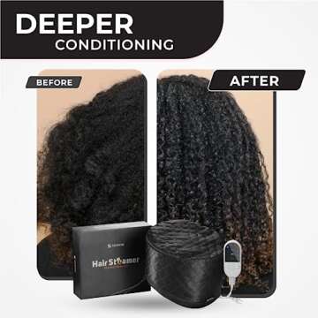 Hair Steamer for Natural Hair Home Use w/10-level Heats Up Quickly, Heat Cap for Deep Conditioning -...
