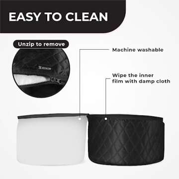 Hair Steamer for Natural Hair Home Use w/10-level Heats Up Quickly, Heat Cap for Deep Conditioning - Thermal Heat Cap for Black Hair, Great for Deep Conditioner (Black)