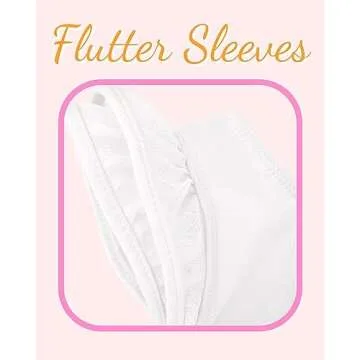 Dancina Toddler Dance Leotards Flutter Sleeve Baby Girls Soft Lined Unitard 2T White