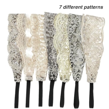 Gejoy 7-Piece Lace Headbands Women Girls Stylish Hair Accessories
