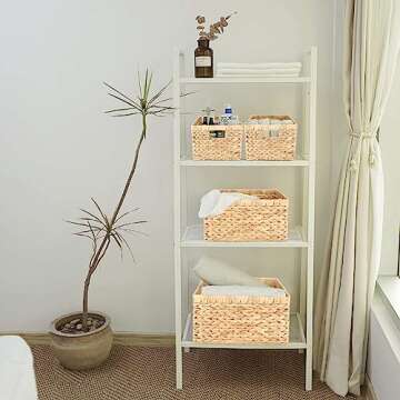 JLKIMZVO Water Hyacinth Wicker Baskets for Organizing, Rectangular Wicker Baskets with Built-in Hand...