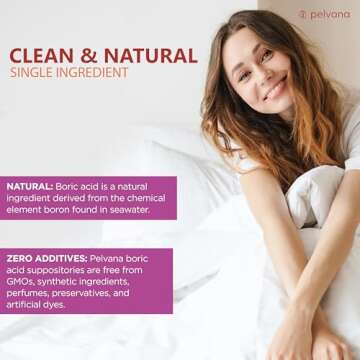 Pelvana Boric Acid Suppositories for Women 30 Count for Vaginal Odor - Third-Party Lab Tested & Made in The USA