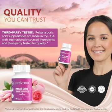 Pelvana Boric Acid Suppositories for Women 30 Count for Vaginal Odor - Third-Party Lab Tested & Made in The USA