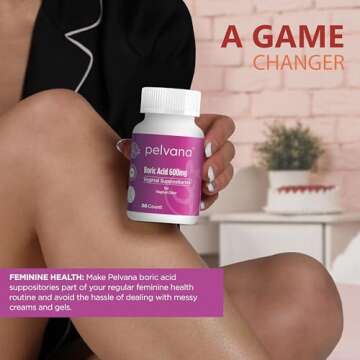 Pelvana Boric Acid Suppositories for Women 30 Count for Vaginal Odor - Third-Party Lab Tested & Made in The USA