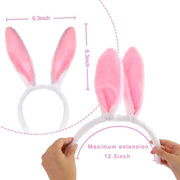 LovesTown Bunny Ears Headbands, 4 PCS Rabbit Ear Hairbands for Easter Party Masquerade Animal Theme ...