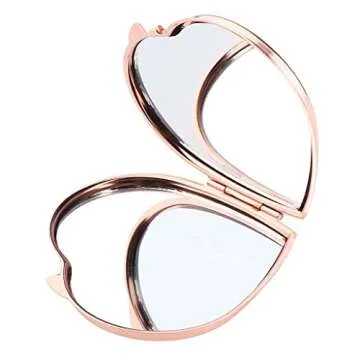 DYNWAVE Heart Shape Makeup Mirror for Women, Rose Gold