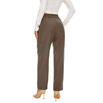 FUNYYZO Flowy Trousers Office Wide Leg Pants for Work Business Casual High Waisted Dress Pants