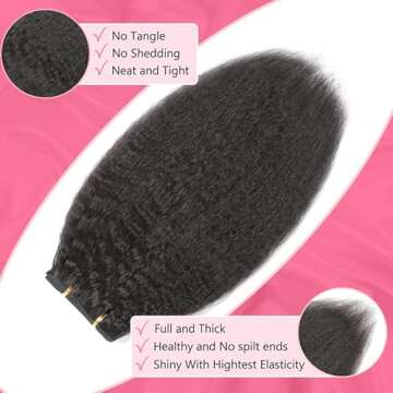 Clip in Hair Extensions Real Human Hair 20 Inch Kinky Straight Clip ins Clip in Hair Extensions Black Women Remy Seamless Clip in Hair Extensions Human Hair Clip in Extensions 8PCS Natural Color