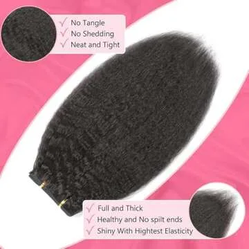 Clip in Hair Extensions Real Human Hair 20 Inch Kinky Straight Clip ins Clip in Hair Extensions Black Women Remy Seamless Clip in Hair Extensions Human Hair Clip in Extensions 8PCS Natural Color