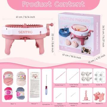 Sentro Knitting Machine 48 Needles - Portable DIY Knitting Loom Kit for All Ages