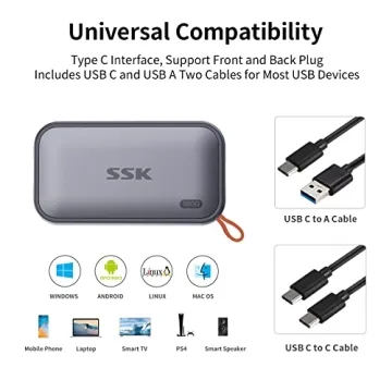 SSK 500GB Portable SSD Fast USB C External Drive