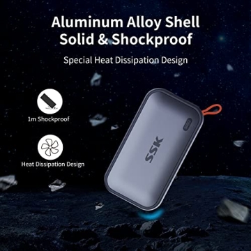 SSK 500GB Portable SSD Fast USB C External Drive
