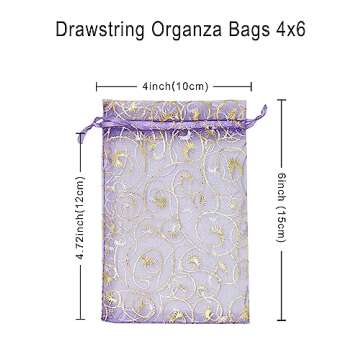 Jexila 100PCS Small Organza Bags 4x6 inch Mesh Jewelry Bags Drawstring Gift Bag Reusable for Wedding Party Shower Favor Candy Sachet Candle Craft Gift Bags