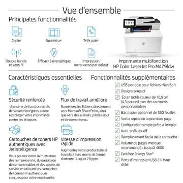 HP Color LaserJet Pro Multifunction M479fdw Wireless Laser Printer with One-Year, Next-Business Day,...