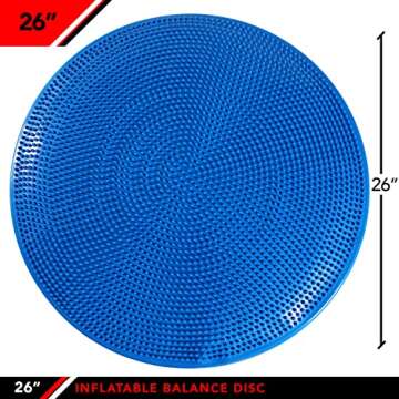 JFIT Inflatable Balance and Stability Disc - LARGE 26" Large Yoga Wobble Cushion Trainer - Core Fitn...