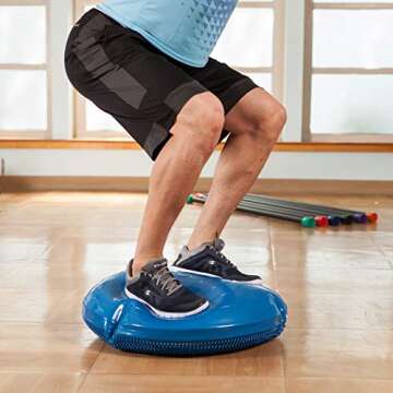 JFIT Inflatable Balance and Stability Disc - LARGE 26" Large Yoga Wobble Cushion Trainer - Core Fitness and Workout Equipment Discs for Home, Office Chair, Ankle Strength and Pet Activity