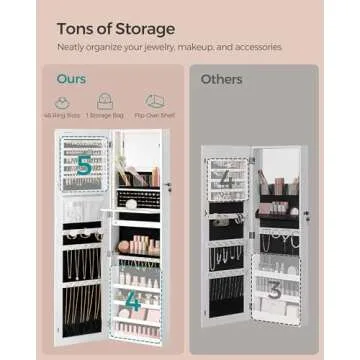 SONGMICS Spacious 55" Jewelry Cabinet with LED Mirror