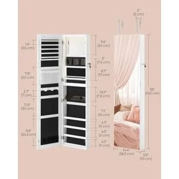 SONGMICS Spacious 55" Jewelry Cabinet with LED Mirror