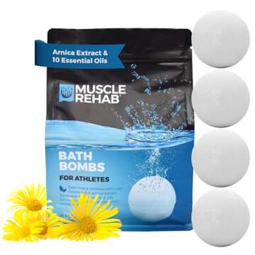 Muscle Rehab Bath Bombs – Muscle-Recovery Bath Soak with Arnica and Epsom Salt - 4 Count