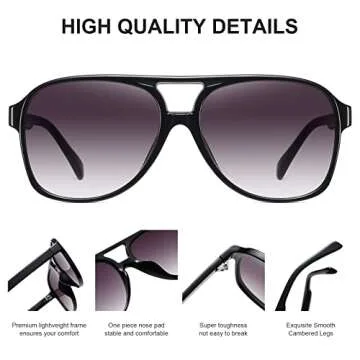 Okany Aviator Sunglasses Non-Polarized Womens Mens Trendy Retro Vintage 70s Sunglasses for Women Men Classic Pilot Sun Glasses 3 Pack