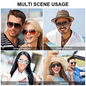 Okany Aviator Sunglasses Non-Polarized Womens Mens Trendy Retro Vintage 70s Sunglasses for Women Men Classic Pilot Sun Glasses 3 Pack