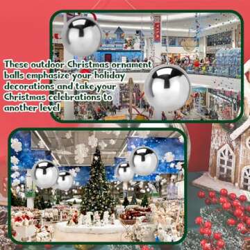 Hiboom Large Christmas Plastic Balls 12 Inch Plastic Ornament Balls Christmas Ball Ornaments Outdoor Christmas Ornaments for Wedding Holiday Outside Party Lawn Yard Tree Indoor Outdoor Decor (Silver)